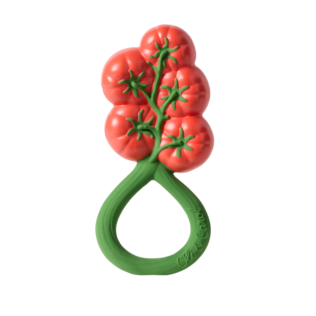 Tomato Natural Rubber Rattle Teether