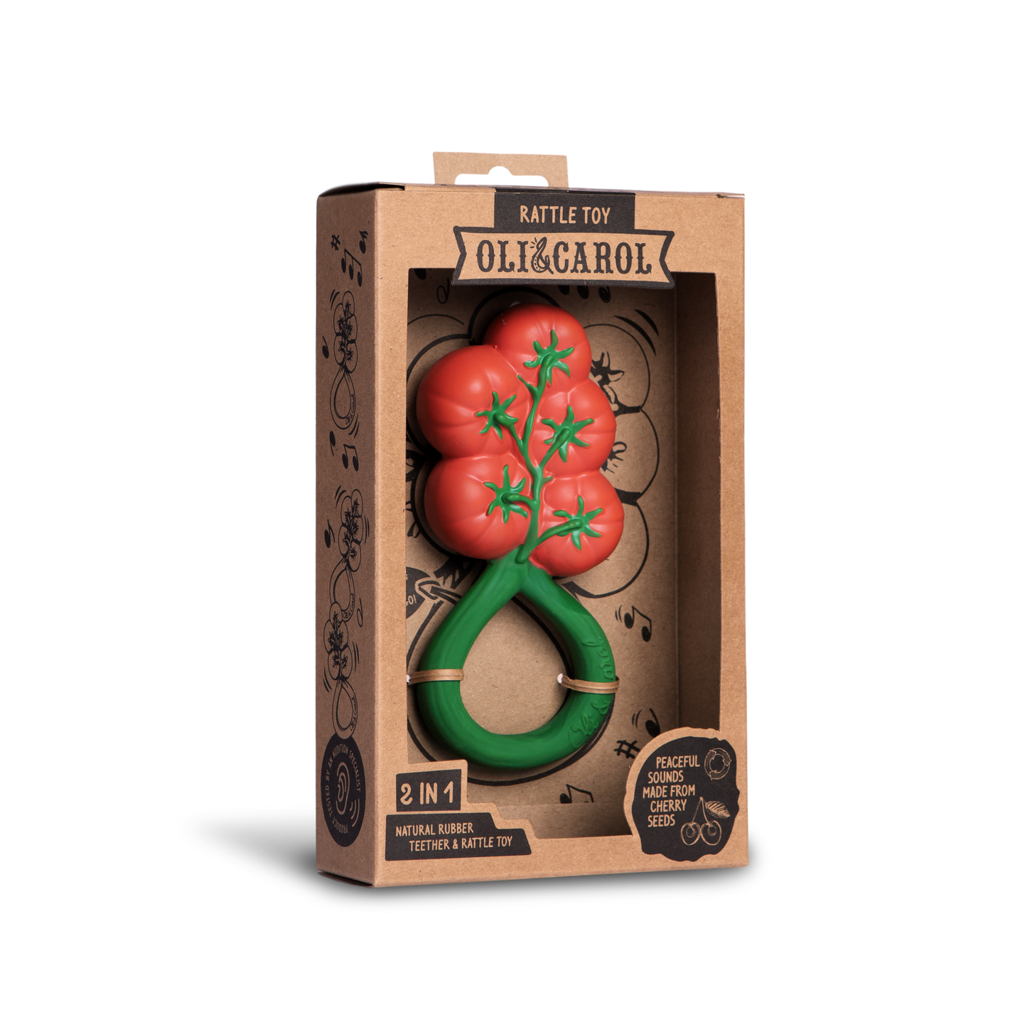 Tomato Natural Rubber Rattle Teether