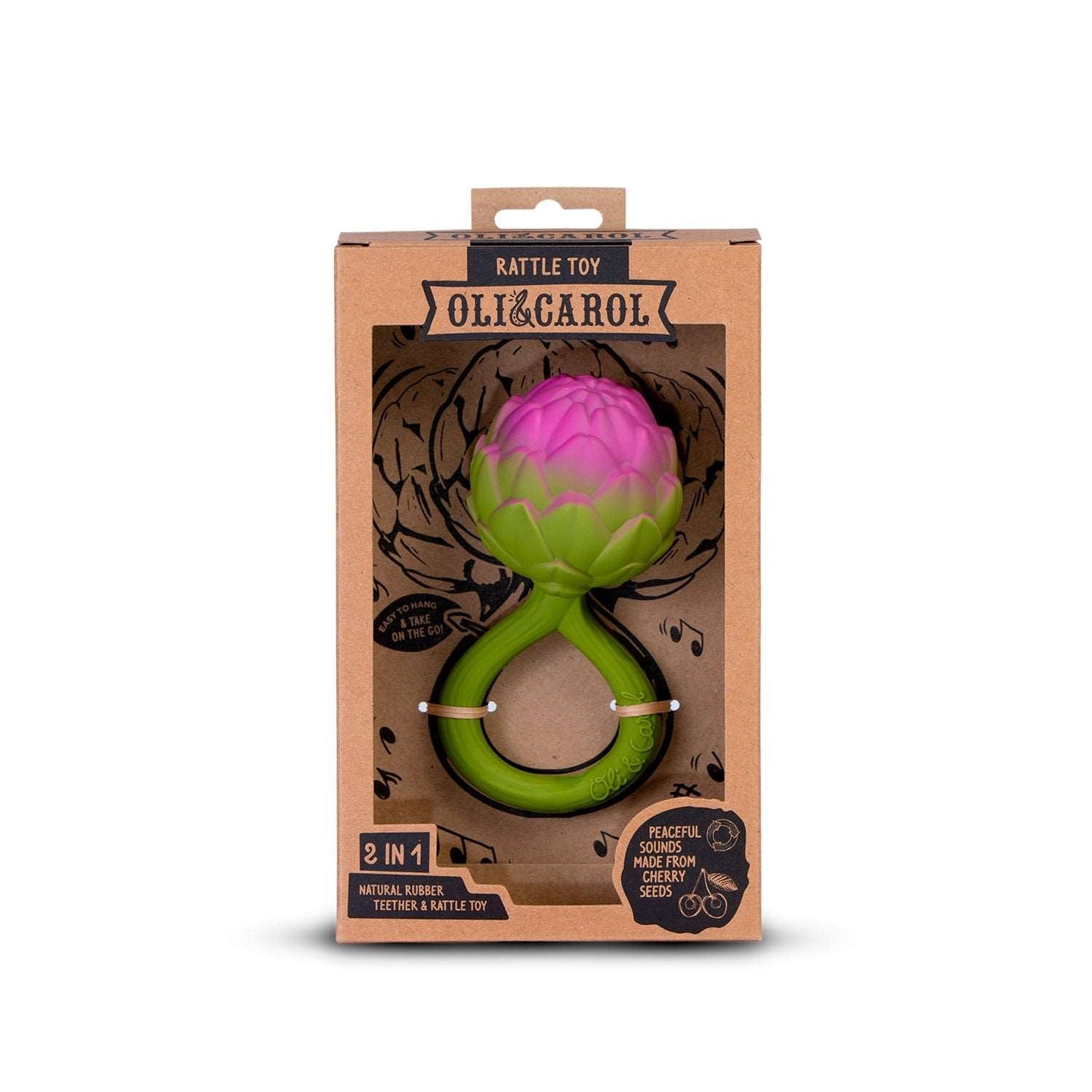 Artichoke Natural Rubber Rattle & Teether
