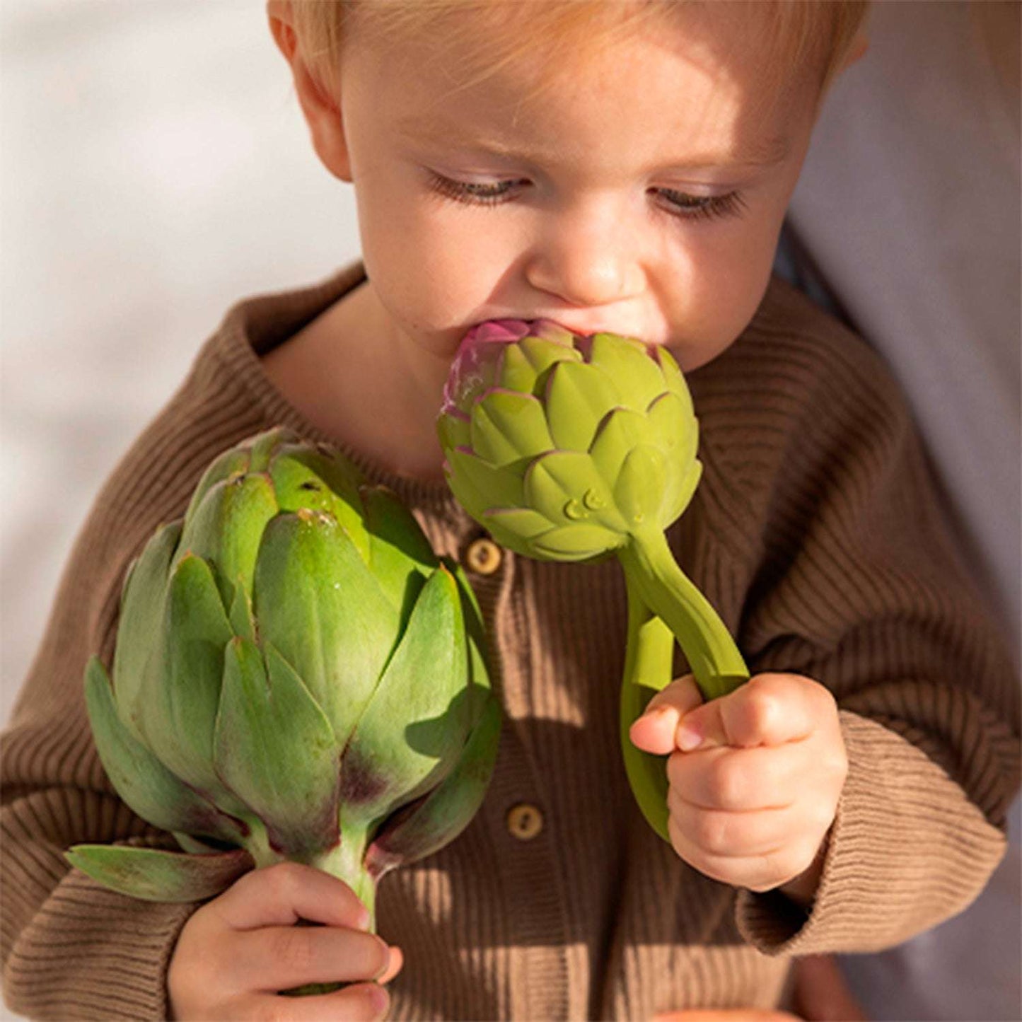 Artichoke Natural Rubber Rattle & Teether