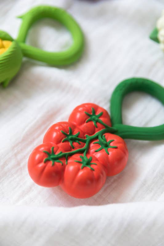 Tomato Natural Rubber Rattle Teether