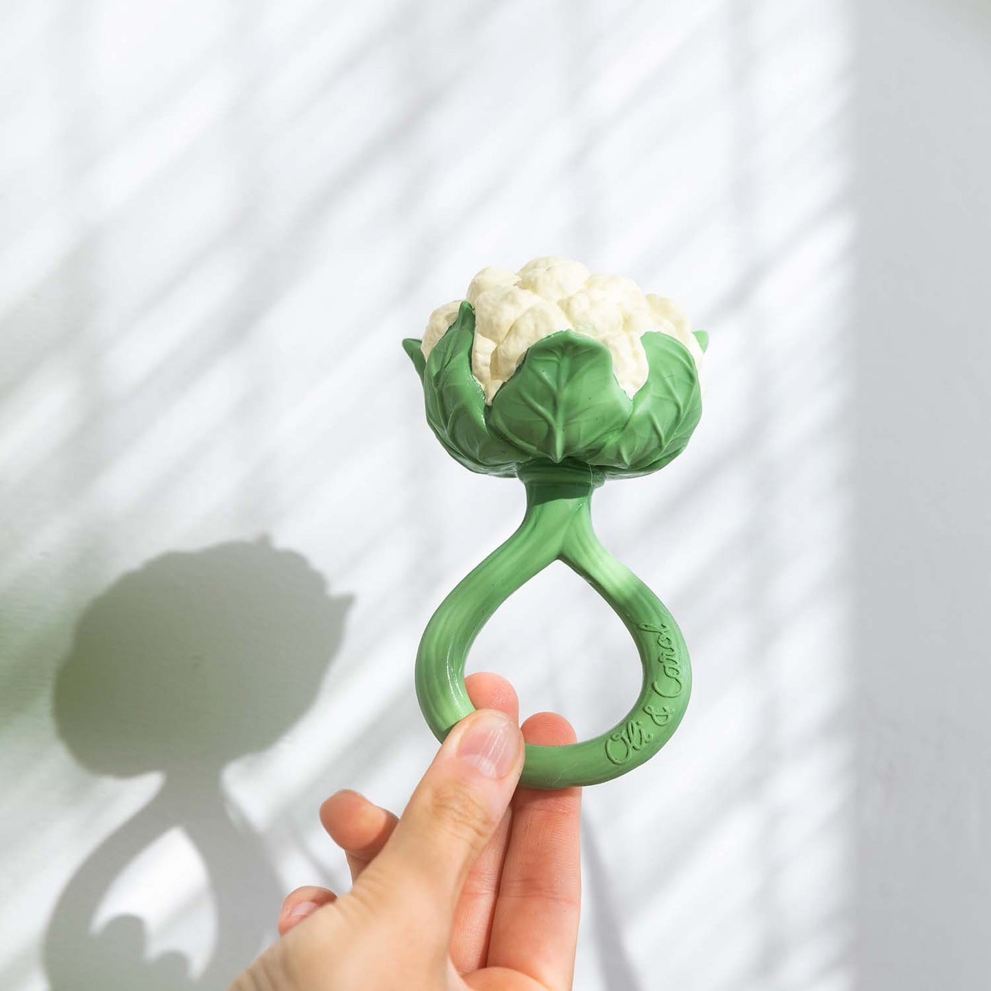 Cauliflower Natural Rubber Rattle Teether