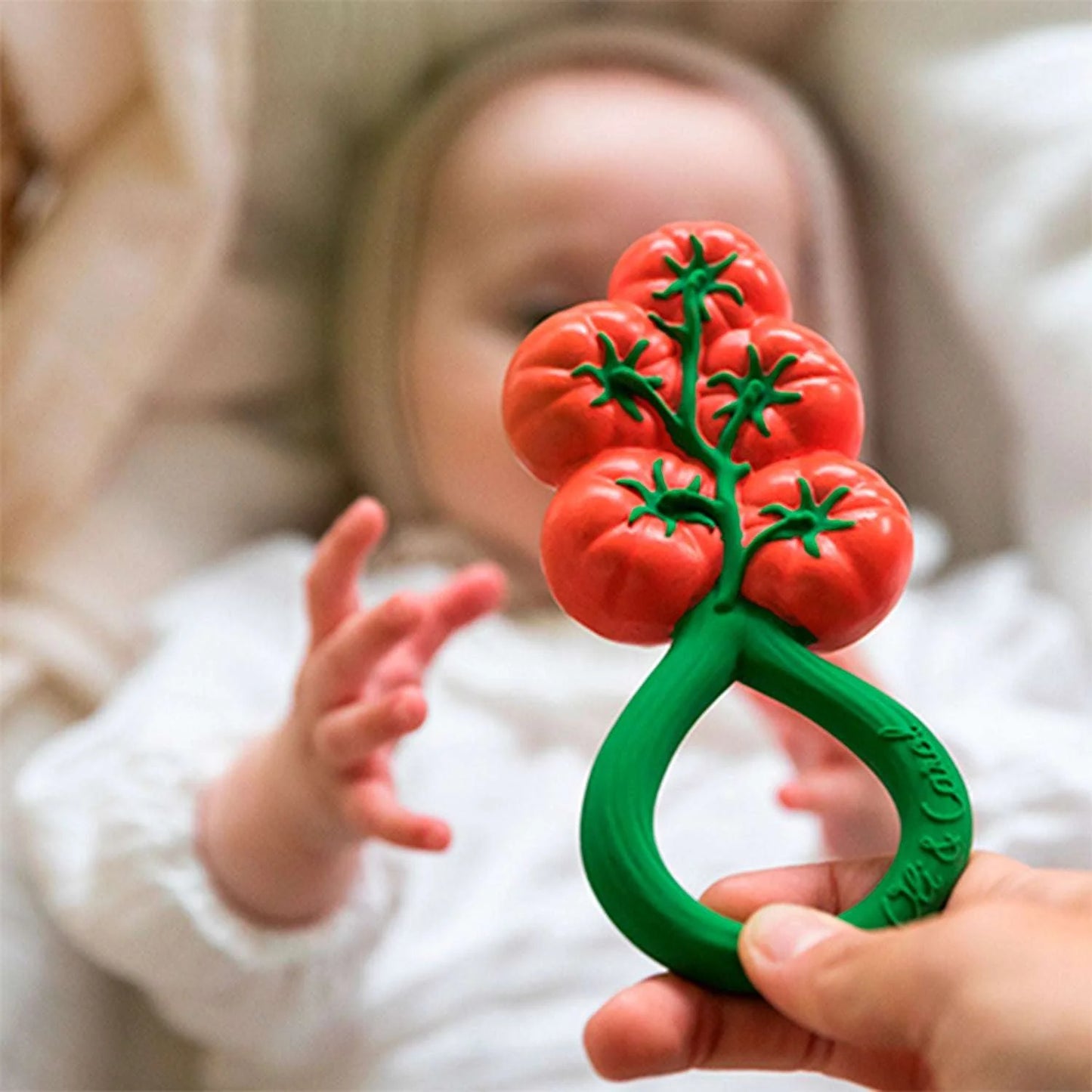 Tomato Natural Rubber Rattle Teether