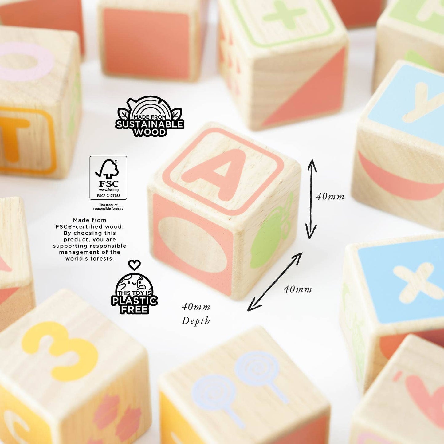 ABC Wooden Learning Blocks - Letters, Numbers & Phonics