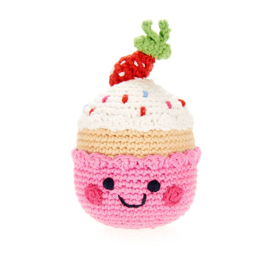 Handmade Crochet Strawberry Cupcake Toy & Rattle