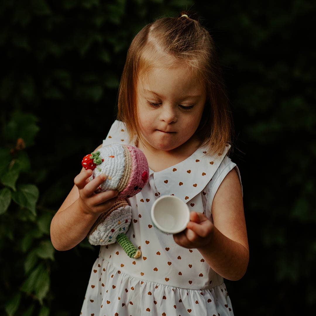 Handmade Crochet Strawberry Cupcake Toy & Rattle