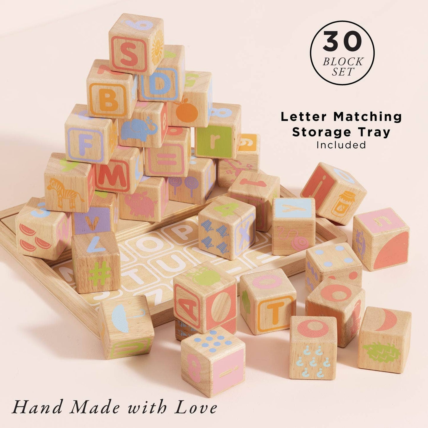 ABC Wooden Learning Blocks - Letters, Numbers & Phonics