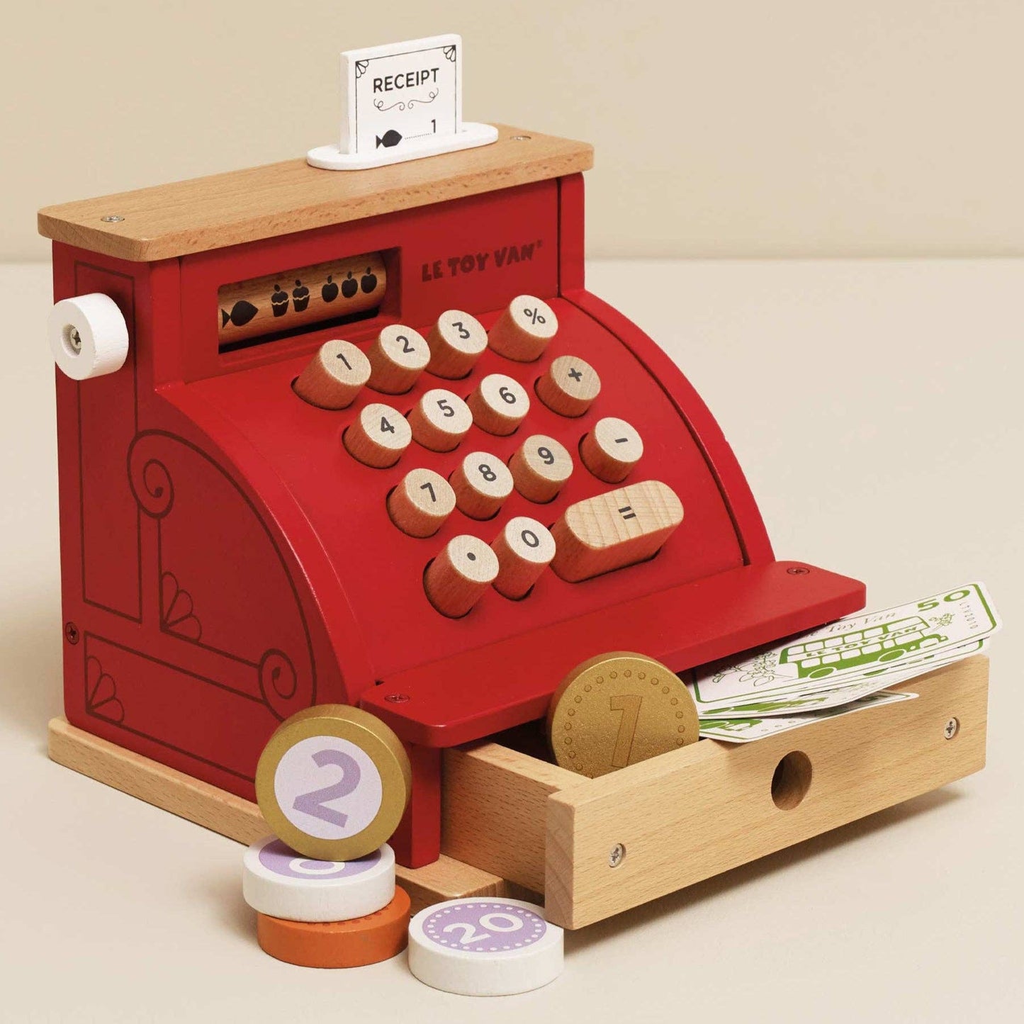 Wooden Shop Till - Cash Register & Money