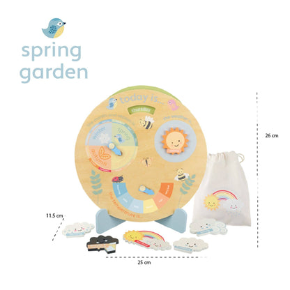 Spring Garden Wooden Weather Clock